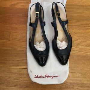 Salvatore Ferragamo Classic Navy Slingback Heels